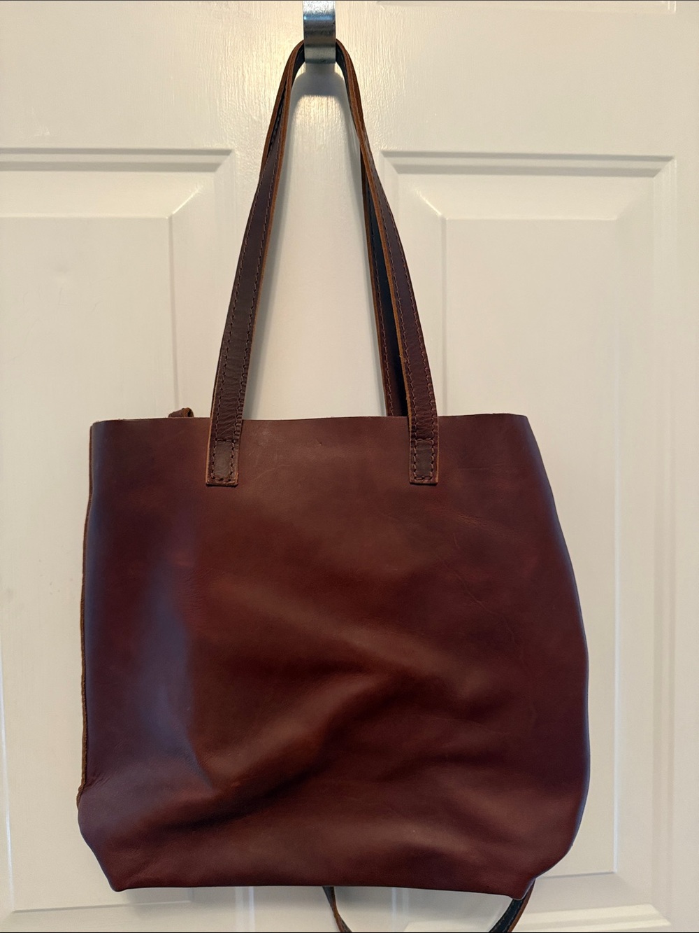 Portland Leather Goods Tote Bag in Dark Brown crossbody or use shoulder straps - Picture 9 of 14